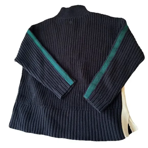 T BY TALBOTS Tipped Half-Zip Sweater Women's Size L Indigo Blue - Picture 5 of 9